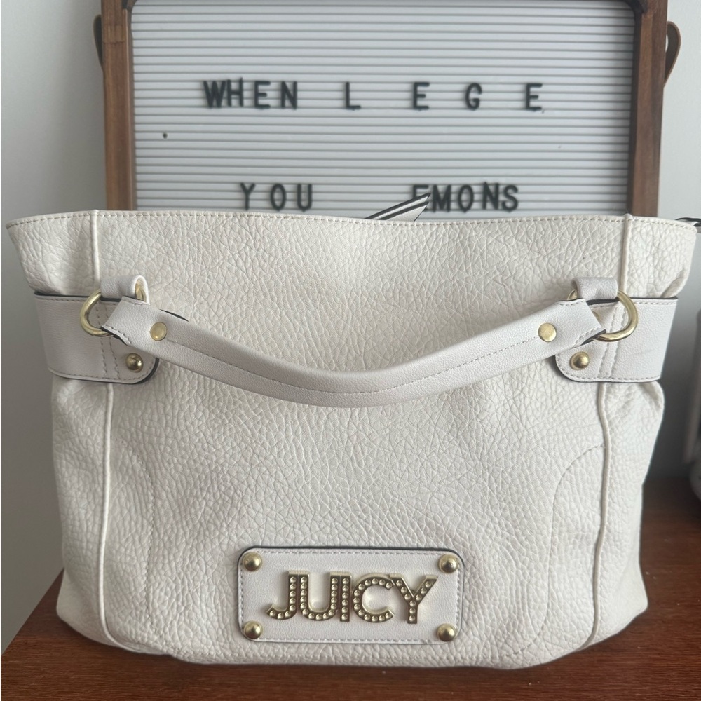 Juicy Couture White Leather Tote Bag